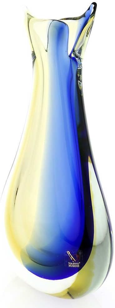 Glass Of Venice Murano Glass Sommerso Bud Vase - Amber Blue