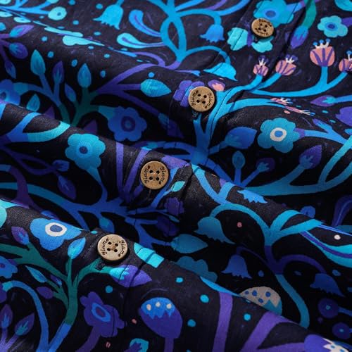 Men's Blue and Purple Hawaiian Shirt Short Sleeve Button-Down Shirt 100% Cotton Aloha Shirt4