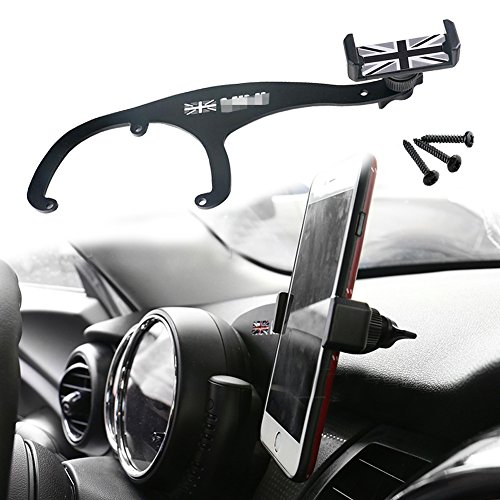 GTinthebox Smartphone Cell Phone Cup Mount Holder with Cradle Rotatable Clip (Black & Gray Union Jack Flag Style, 3.5-5.5 Inch Phone) for Mini Cooper R55 R56, 1 Pack - Thumbnail 3