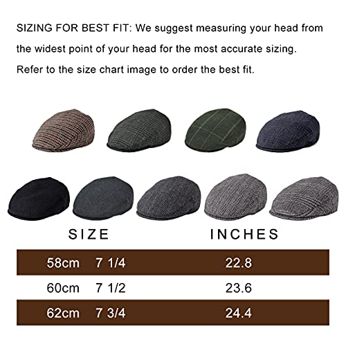Image of FEINION Men's Wool Tweed Newsboy Ivy Cap Gatsby Golf Flat Hat