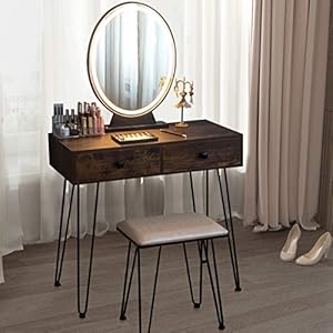 COSTWAY Dressing Table Set, Industrial C...