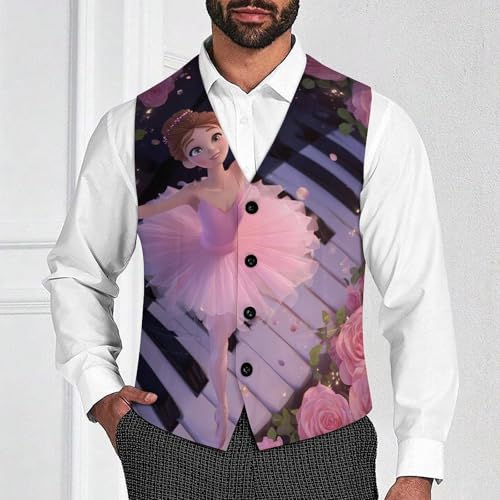 Ballet Music Piano Men's Suit Vest Slim Fit Business Dress Party Pattern Waistcoat Vest Top2