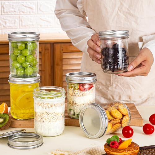 Image of Amzcku 16 oz Vintage Mason Jars with Lids, Regular Mouth Canning Jar, Safe For Storage, Canning, Pickling, Preserving, Fermenting, DIY Crafts & Decor 6 Pack