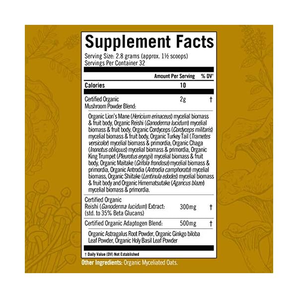 Om Mushroom Superfood Master Blend 10 Mushrooms Complex& Adaptogens, 3.17 oz (Packaging and Serving Size May Vary)