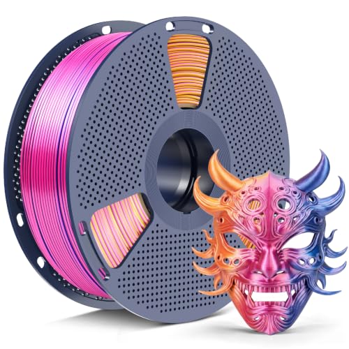 Image of SUNLU Silk Tri Color PLA+ Filament 1.75mm, Red Yellow Blue 3-in-1 Coextrusion Multi Color PLA Filament, 360Color-Shifting Chrome-Like Shine, ±0.02mm Accuracy, 1kg Reusable Spool (2.2lbs)
