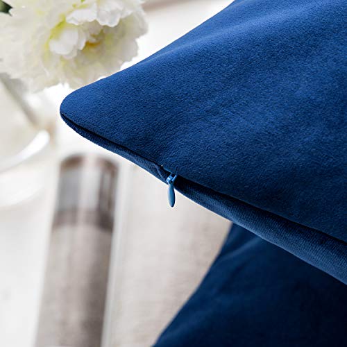 Phantoscope Pack of 2 Velvet Decorative Throw Decorative Pillow Cover Soft Solid Square Cushion Case for Couch Navy Blue 24 x 24 inches 60 x 60 cm