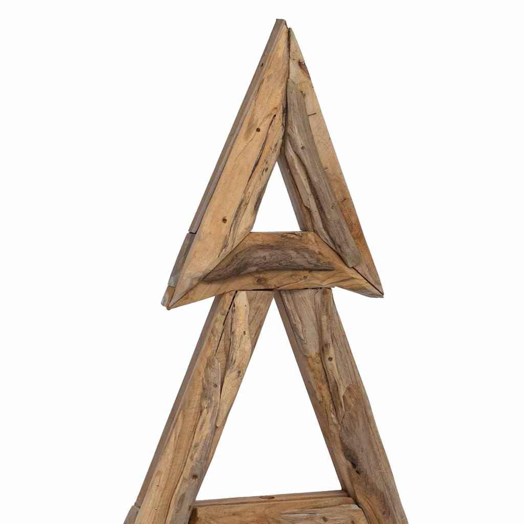 Sapin de Noël marron 149,5 cm Bois de teck | Rustique, stable, montage sans outils, intérieur et extérieur protégé