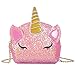LOVONLIVE Unicorno Borsa a Tracolla Glitter Carino Unicorno Crossbody Borsa a Tracolla Portafoglio Borsa Cerniera per Ragazze Adolescenti 15 * 13 * 5cm