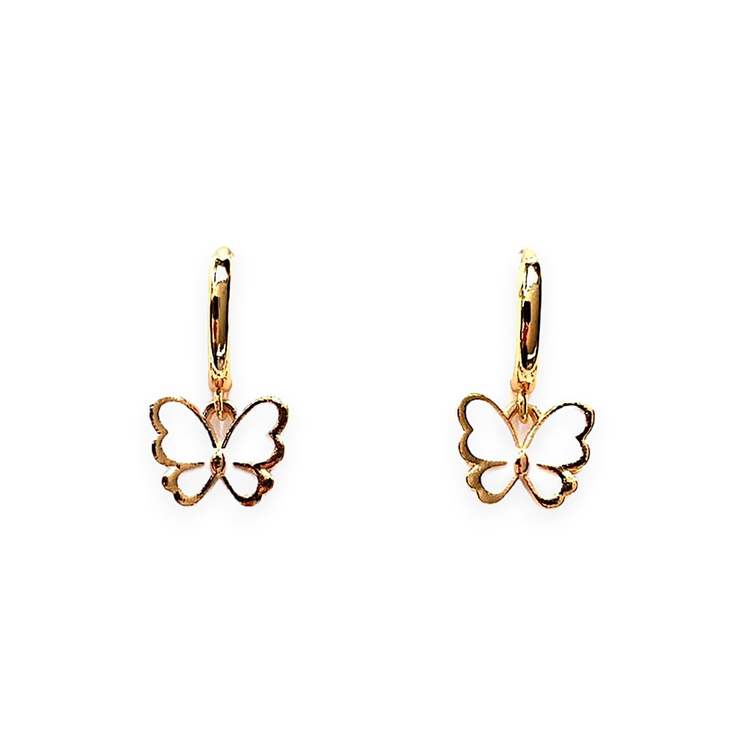 ASTER ALHELÍ Pendientes Chapados en Oro con Mariposas de colores -Aros niña con Colgante en Forma de Mariposa - Perfectos para Regalo -Mariposas (Blanco)