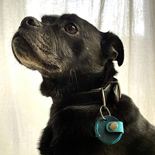 Monti Halsbandtasche aus Leder für Hunde - Hundemarke, Steuermarke, Tassomarke mit Schlüsselring | Handmade by Manufactica®