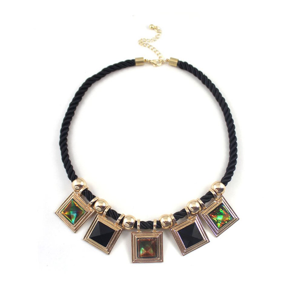 Necklack mixed color short twist rope necklack-A