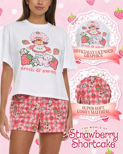 Strawberry Shortcake Womens Pajama Shorts Set - 2 Piece Bratz Pajama Shorts for Women and Sleep Shirt Set (S-XL)2