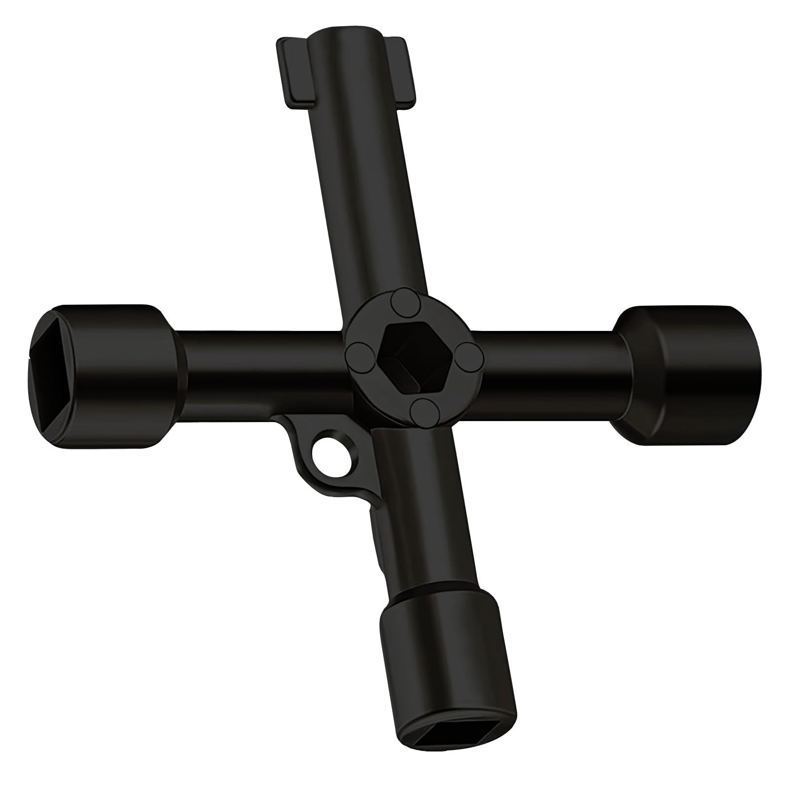 Llave Multifuncional de 4 Puntas,Llave de Utilidad Multifuncional, Llave Cruzada,Llave de Medidor de Agua,para Contador Agua, Armario Eléctrico,Ascensor,Contador Gas,Válvulas (Negro)