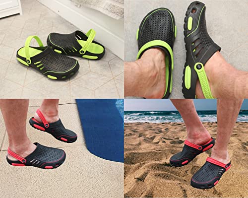 Imty Mens Lightweight Eva Beach Clogs Summer Breathable Kitchen Garden Hospital Nurse Pool Water Shoe Mules Sandals (Navy/Orange, Uk_Footwear_Size_System, Adult, Men, Numeric, Medium, Numeric_10) - 2