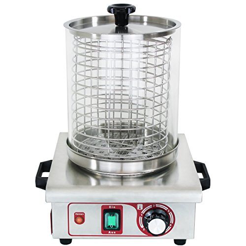 Beeketal BHG06 Profi Gastro Hot Dog Maker mit 170 mm Korbdurchmesser Edelstahl Hot Dog Maschine zum erhitzen von Würsten schwere Edelstahl Ausführung mit Tragegriffen (Ausführung OHNE Heizspieße)