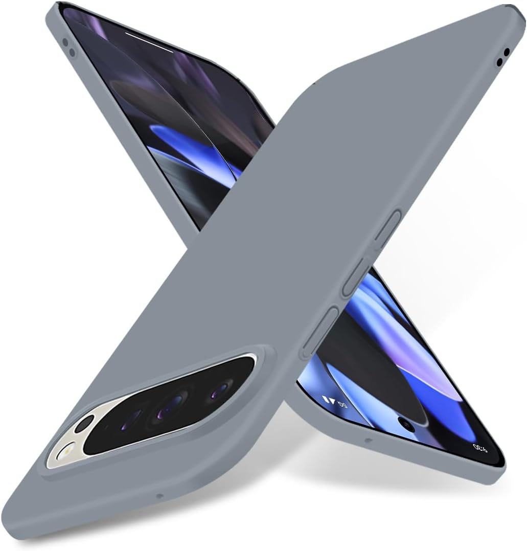 Ultra Thin for Google Pixel 9/9 Pro Case PC Case Slim Lightweight Velvet Grip Hard Shell Scratch-Resistant Matte Mobile Phone Case Compatible with Pixel 9 Protective Case Grey