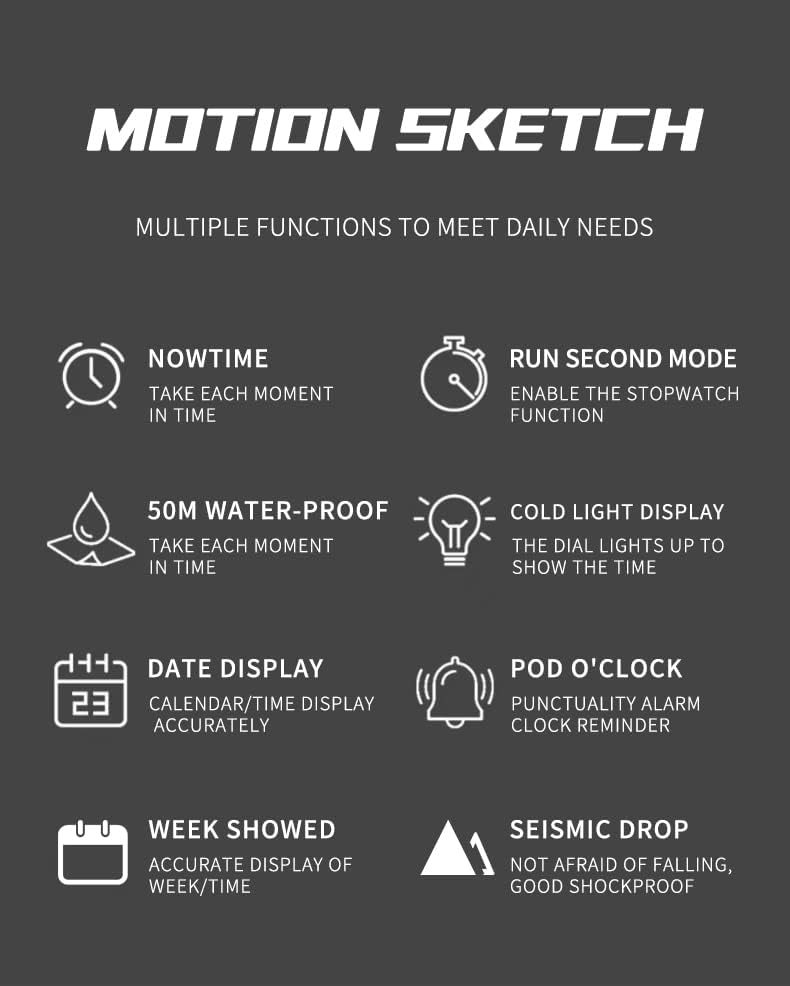 FANMIS Mens Analog Digital Sports Watch Large Face Outdoor Sports Waterproof Military Wrist Watches with Date Multifunction Tactics LED Army Stopwatch (X-Red) - Image 7