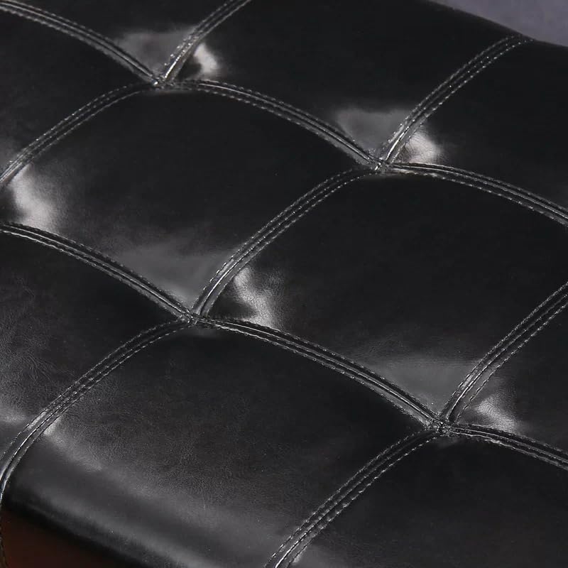Image of LEGACY OF COMFORT Nysir 2 Seater Sofa Upholstered Ottoman Bench with Storage, for Living Room, Bedroom, Entryway (Black Leather)