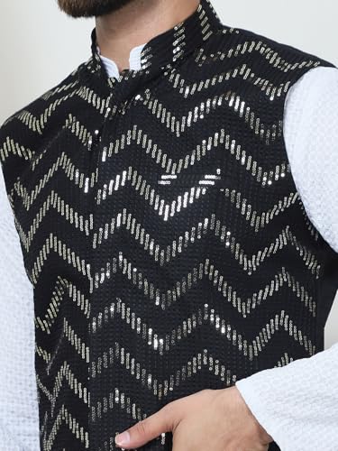 Image of SOJANYA (Since 1958 Men's Cotton Linen Maroon Kurta and White Pyjama with Mustard Cotton Nehru Jacket