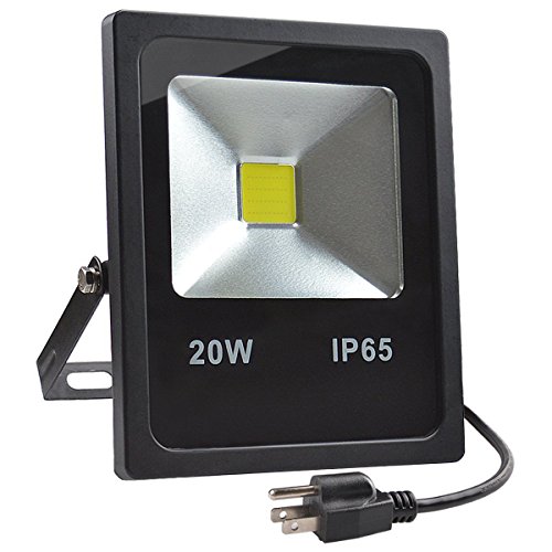 GLW 20W LED Flood Lights,100W Halogen Bulb Equivalent,IP65 Waterproof Warm White Outdoor Work Light,1800lm,3000K,110V Floodlight with US 3-Plug