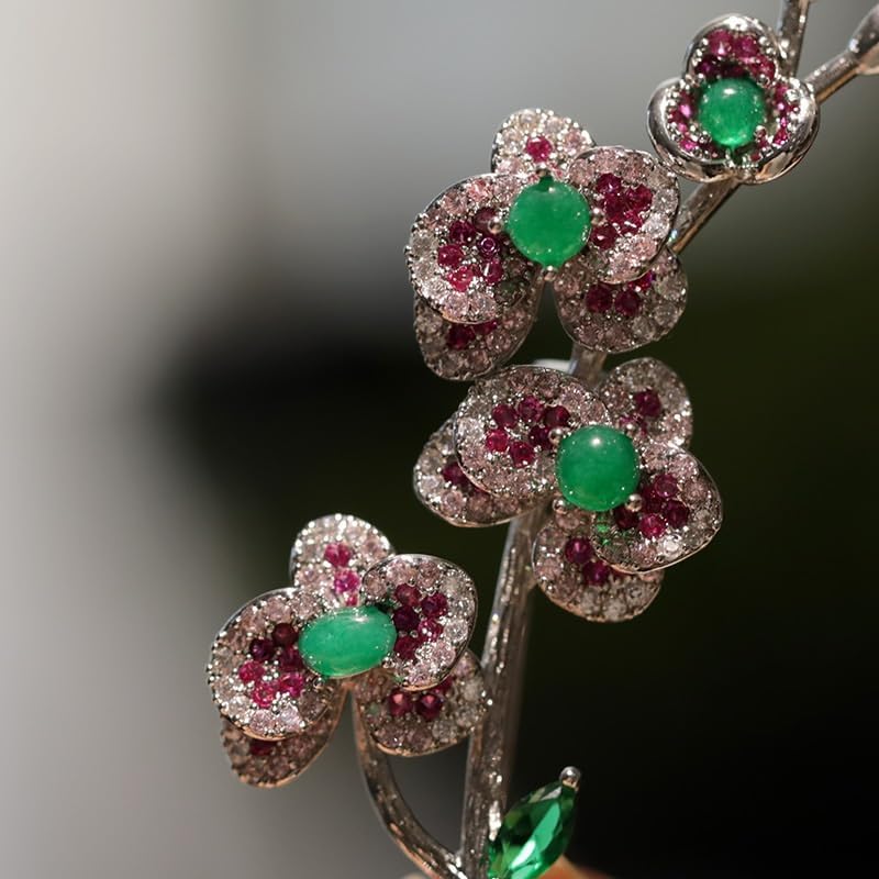 Brooch Women's Jewelry Pearl Green Agate Zircon Brooch Pin Suit Coat Personalized Chest Flower