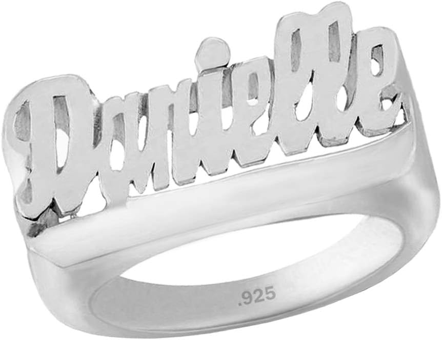 Name Ring Sterling Silver - Personalized Custom Ring with Name of Your Choice Size 5 thru 10 Made in USA