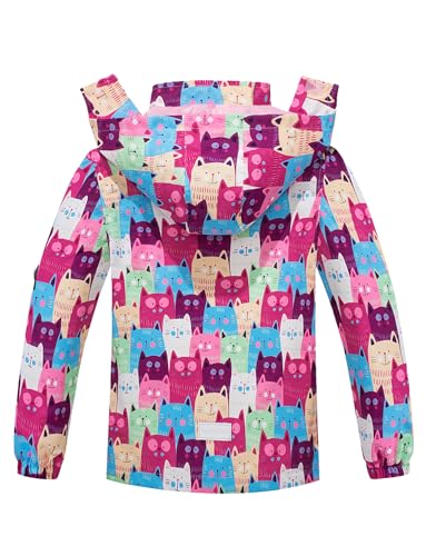 Boys Girls Waterproof Jackets Full Zip Hooded Windbreaker Cartoon Printed Rain Jacket Outerwear 3-10 Years3