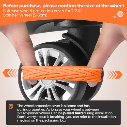 Image of 8Pcs Upgrade Luggage Wheel Covers,Essential Travel Accessories, Orange, Soft, Silent. Protect Luggage Wheels