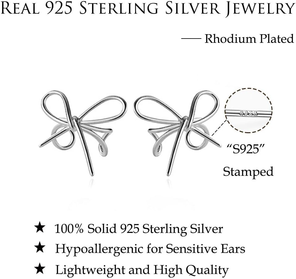 Reffeer Solid 925 Sterling Silver Bow Cuff Earrings Wraps for Women Teens Ribbon Bowknot Cuff Earrings Clip Ons - Image 6