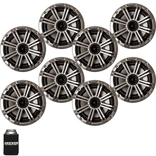 Image of KICKER 6.5 inch Silver Marine Speakers (Qty 8) 4 Pairs of OEM Replacement Speakers
