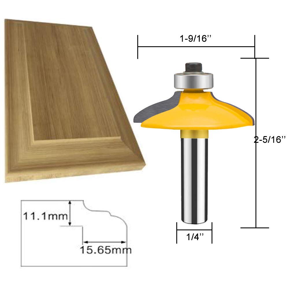 TAIWAIN - Juego de 4 brocas para puerta y cajón de 1/2 pulgada, fresa de madera, fresadora de madera y carburo inglete para carpintería (F-1/2MG)