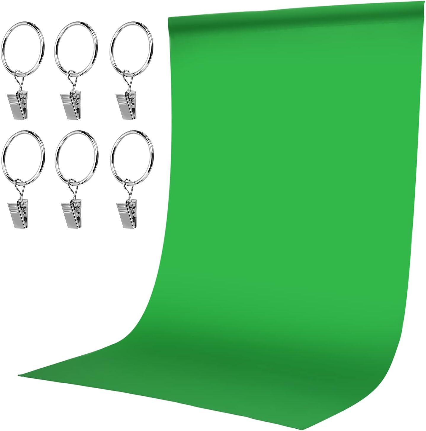 Green Screen MOHOO 5x7 ft Green Backdrop Wrinkle-Free with 6 Ring Clips, Portable Thickened Chromakey Greenscreen Photography Background for Zoom Kids Studio Video Photo