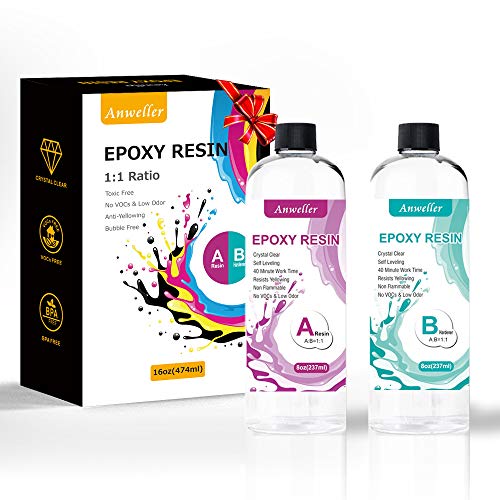 Epoxy Resin Kit, 16oz Epoxy Resin Crystal Clear with Tools Kit for River Table Tops, Art Casting Resin,Jewelry Projects, DIY, Tumbler Crafts, Molds, Art Painting, 1:1 Ratio Mix