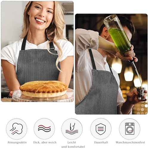 Senshuomy Unisex Apron with Pocket, Adjustable, Striped Pattern, Black, 1pcs - Cosy Home Interiors Senshuomy Unisex Apron with Pocket, Adjustable, Striped Pattern, Black, 1pcs - Image 3
