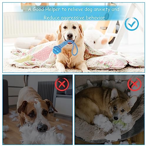 AKONE 3 Stück Hundeball, Hundespielzeug Ball mit Schnur, Wurfball für Hunde, Naturkautschuk Ball Hund Zahnpflege für Große und Kleine Hunde