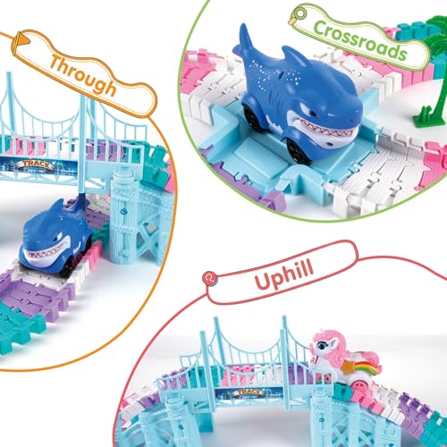 Image of Race Car Track Toys Monster Truck Tracks for Kid Toddler Girl,194 PCS