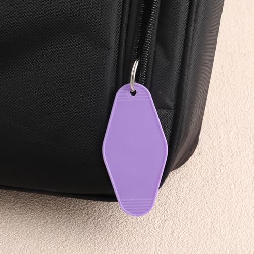 20 PCS Hotel Keychain Blanks, 5 Color Rainbow Plastic Rhombus Motel Keychains for DIY, with Keyrings