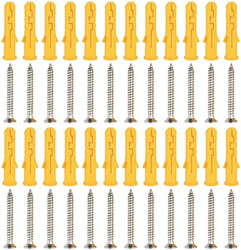 Screws,Brick Concrete Screws and Wall Plugs Set Wall Plugs masonry Screws, Stainless Steel Screws with Plastic Expansion Anchor,M8 X 40mm/50PCS Screws Kit for Wood and Wall