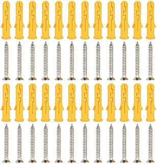 Screws,Brick Concrete Screws and Wall Plugs Set Wall Plugs masonry Screws, Stainless Steel Screws with Plastic Expansion Anchor,M8 X 40mm/50PCS Screws Kit for Wood and Wall