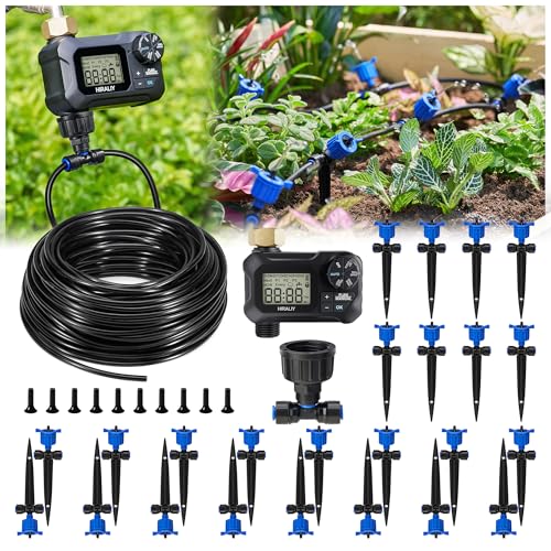 HIRALIY 100FT Drip Irrigation System with Timer