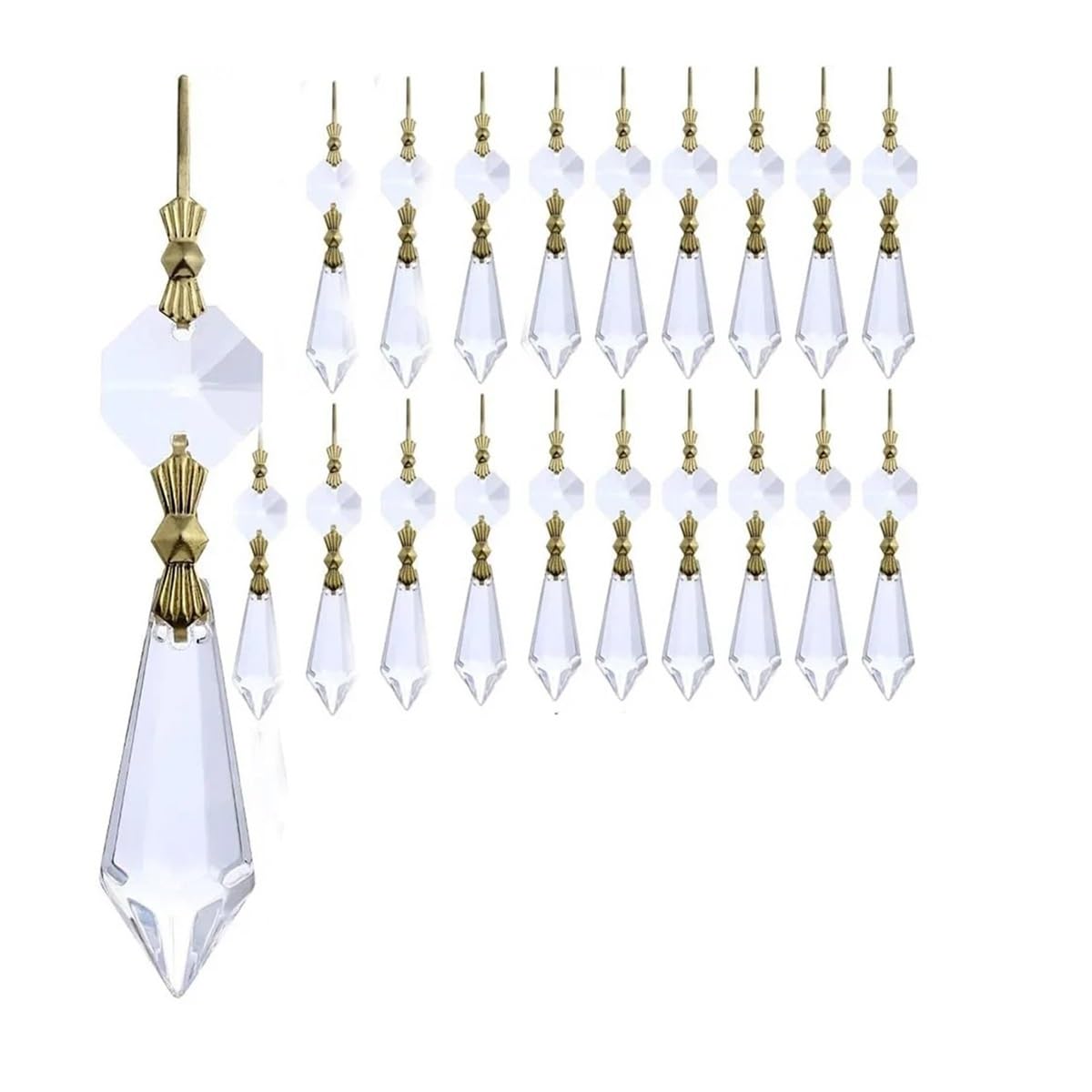 Crystal Chandelier Prism, Sun Catcher, 20pcs Clear Crystal Chandelier Icicle Prism Pendant Rainbow Prisms Lamp Parts Accessories Home Decor(20pcs-ab picture 1,55mm icicle)