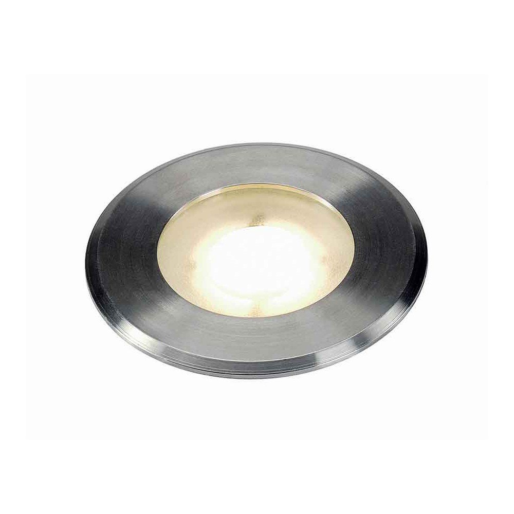 SLV lampada a incasso da terra DASAR FLAT 80 / Faretto LED da terrazza, faretto per esterno da giardino, lampada da terra per esterno / IP67 3000K 4,3W 140lm acciaio inossidabile 125 gradi
