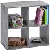 Produktbild ts-ideen Standregal Bücherregal Aufbewahrung Betonoptik Grau 4 Fächer DVD + CD-Regal 60 x 60 cm