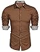 COOFANDY Mens Business Dress Shirt Long Sleeve Regular Fit Casual Button Down Shirts Brown, XX-Large