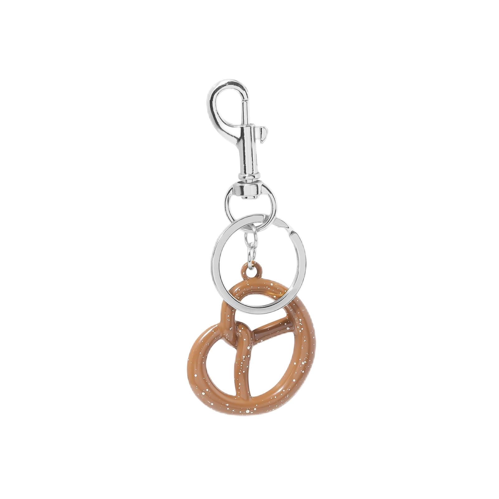 ChungLong0593 Pretzel Key Chain Fun Imitation Food Pendant Charms Key Ring for Women Birthday Jewelry