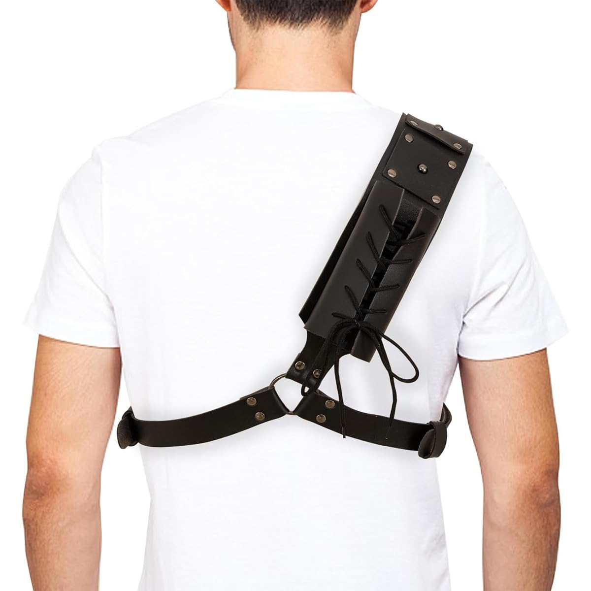 Cinturón Ajustable De Cuero Sintético Para Katana | Funda De Hombro Estilo Rana | Retro Medieval | Para Cosplay Y Disfraces | Negro