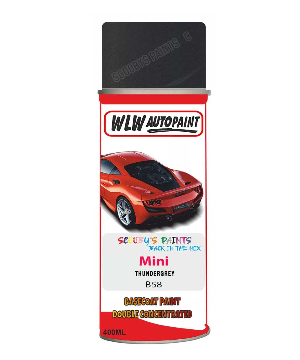 SCOOBYS PAINTS BACK IN THE MIX Basecoat Aerosol Spray Paint For Mini One Thundergrey 2013-2020 Code B58
