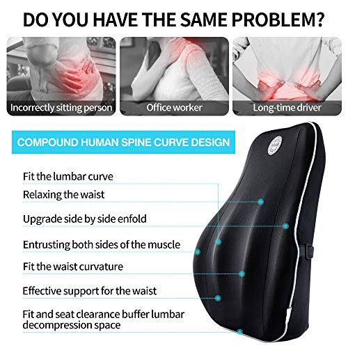 Gugusure Lumbar Support for Office Chair, Memory Foam Back Cushion with Breathable Mesh Cover for Car Seat,Orthopedic Backrest for Low Back Pain Relief