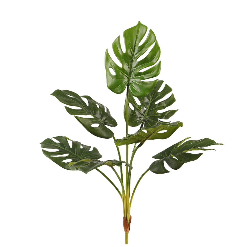 Künstliche Palmenpflanzen, 71,1 cm, künstliche Schildkrötenblätter mit 7 Stielen, Monstera-grüne Blätter, künstliche tropische Pflanzen, große Palme für Küche, Party, Blumenarrangement, Hochzeit, Luau