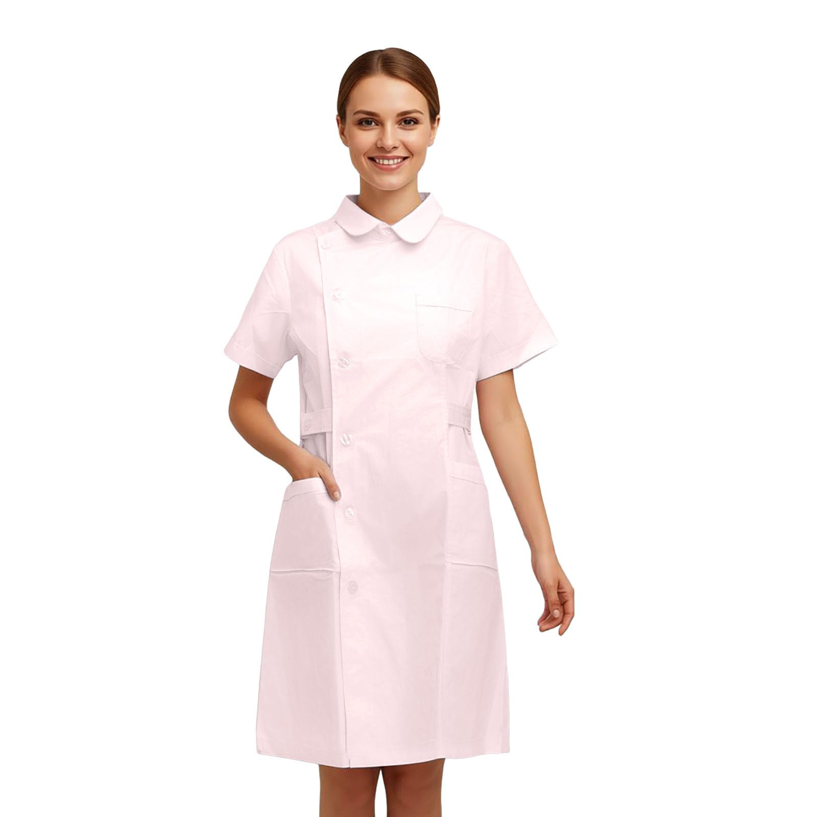 Generisch Elegante bata larga de laboratorio con cierre lateral cuello decorativo para actuaciones elegantes
